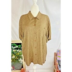 ELISABETH Liz Claiborne Vintage Short Sleeve Shirt Sz 18 All-Over-Print Eclectic